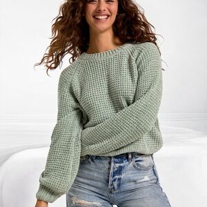 Altar'd State Sage Green Waffle Knit Sweater